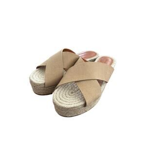 ALLSAINTS Harlem Espadrille Tan Leather Platform Slides Size 39 (US 8) EUC